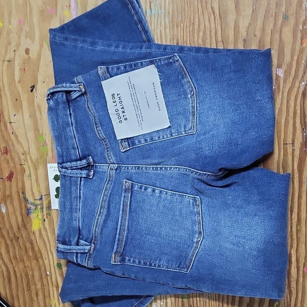 Good American Elastic waist Jeans size 1 good legs straight